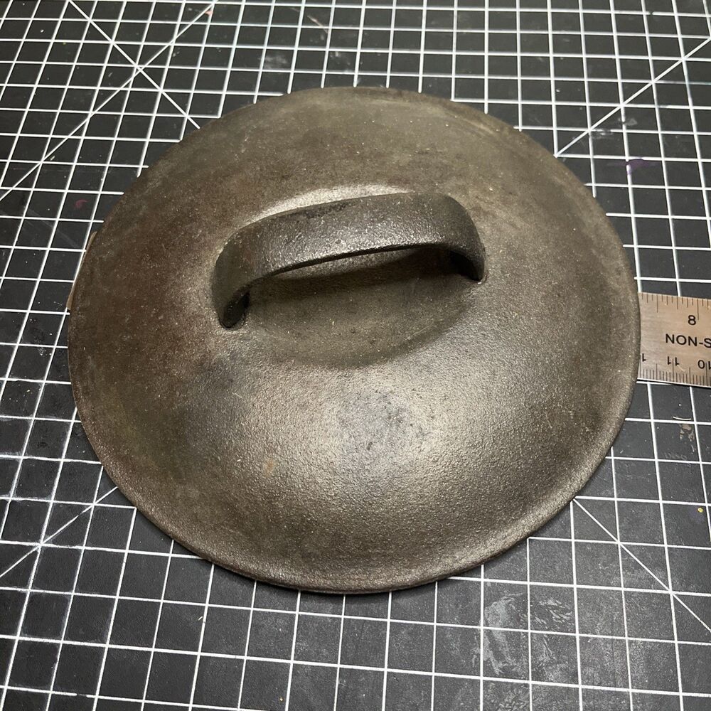 Old Primitive 7.5" Cast Iron Lid for Skillet or Pot. With Handle. Unbranded.